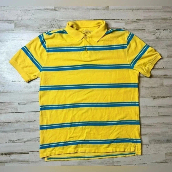 Saddlebred Perfect Polo - Men's  Large  Yellow Blue Stripes Shirt - Picture 1 of 7